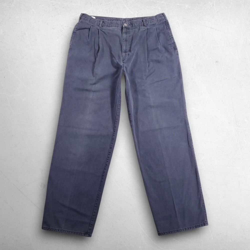 VTG 90s Dockers Pleated Chino Pants Men 34x30 (Tag 38x32) Blue Classic Preppy